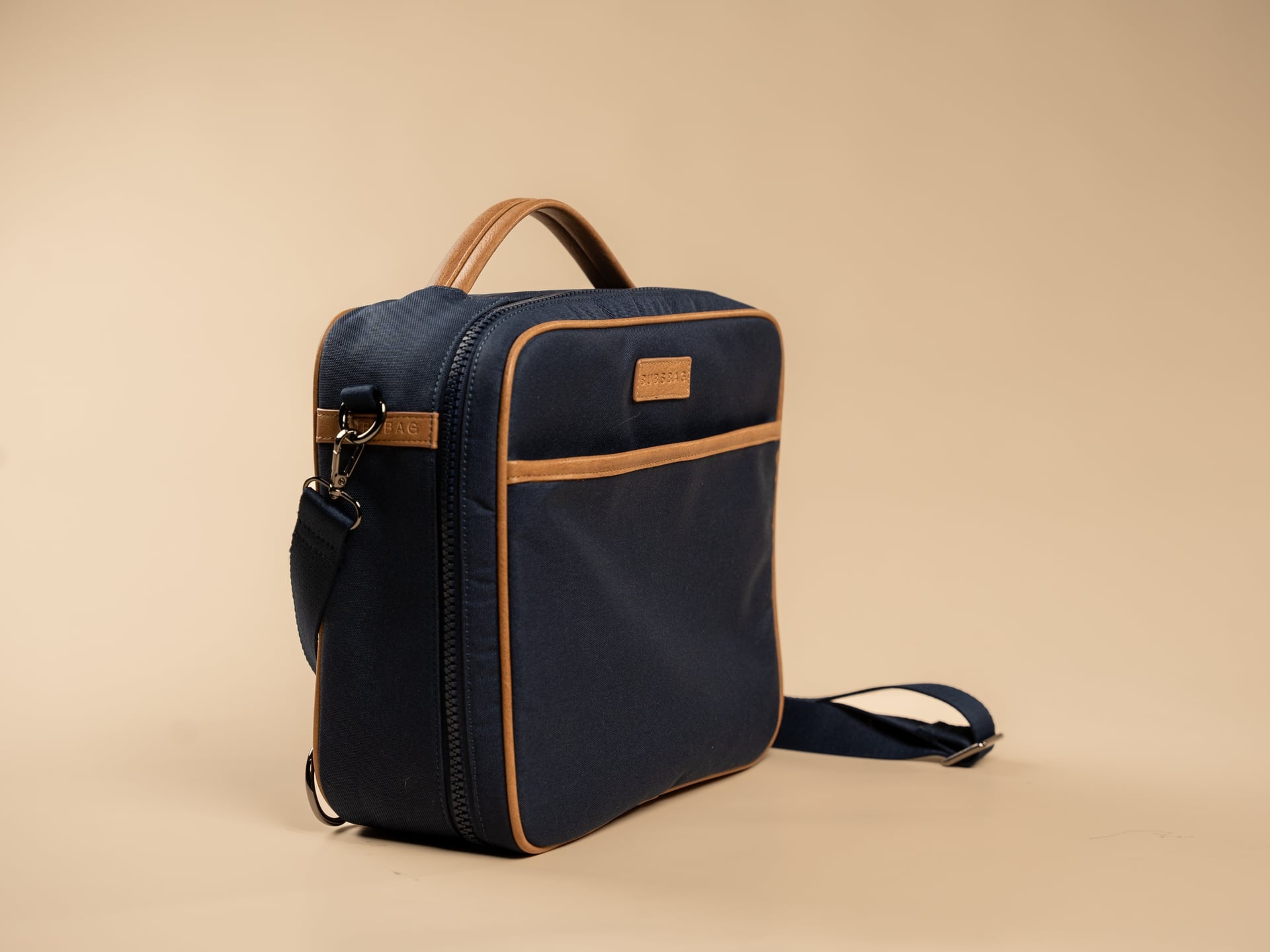 blue BUBSBAG organized nappy bag with adjustable shoulder strap