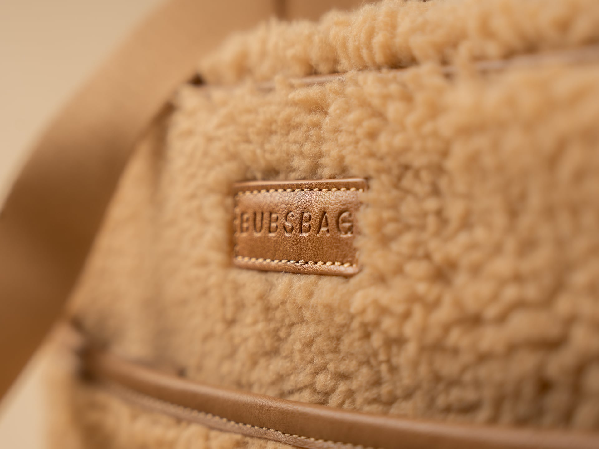 Premium bouclé fabric detail on BUBSBAG organized nappy bag
