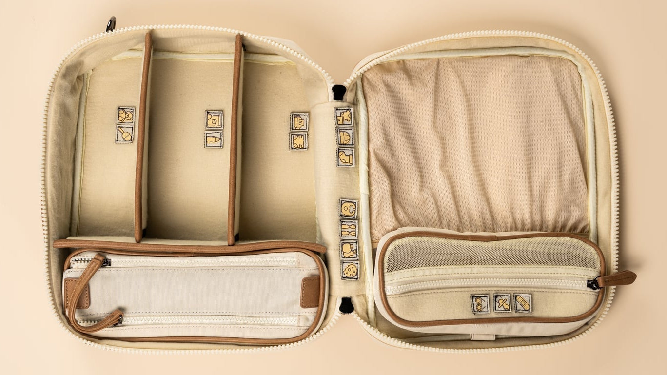 Customizable baby bag with organized compartments and labeling system